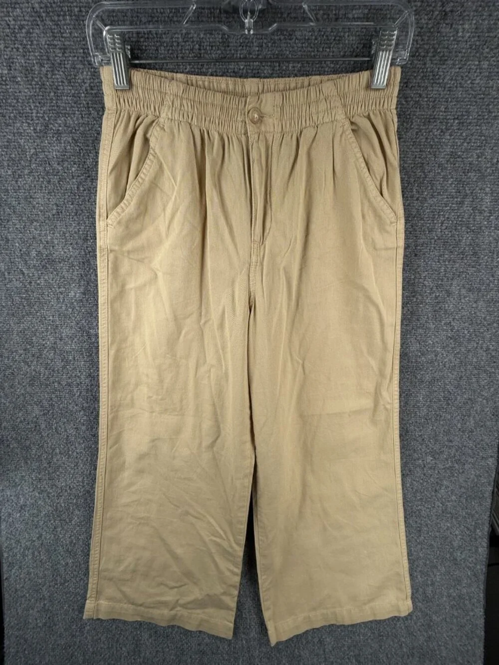 Polo Ralph Lauren Pants Women Beige Capri Size 16 Adult Cotton Elastic Waist